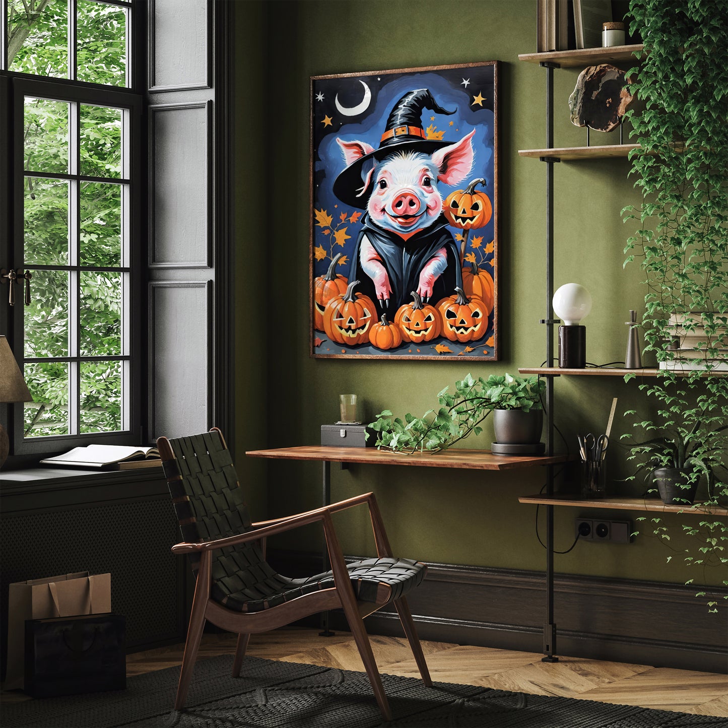 Halloween Pig Art Print Illustration