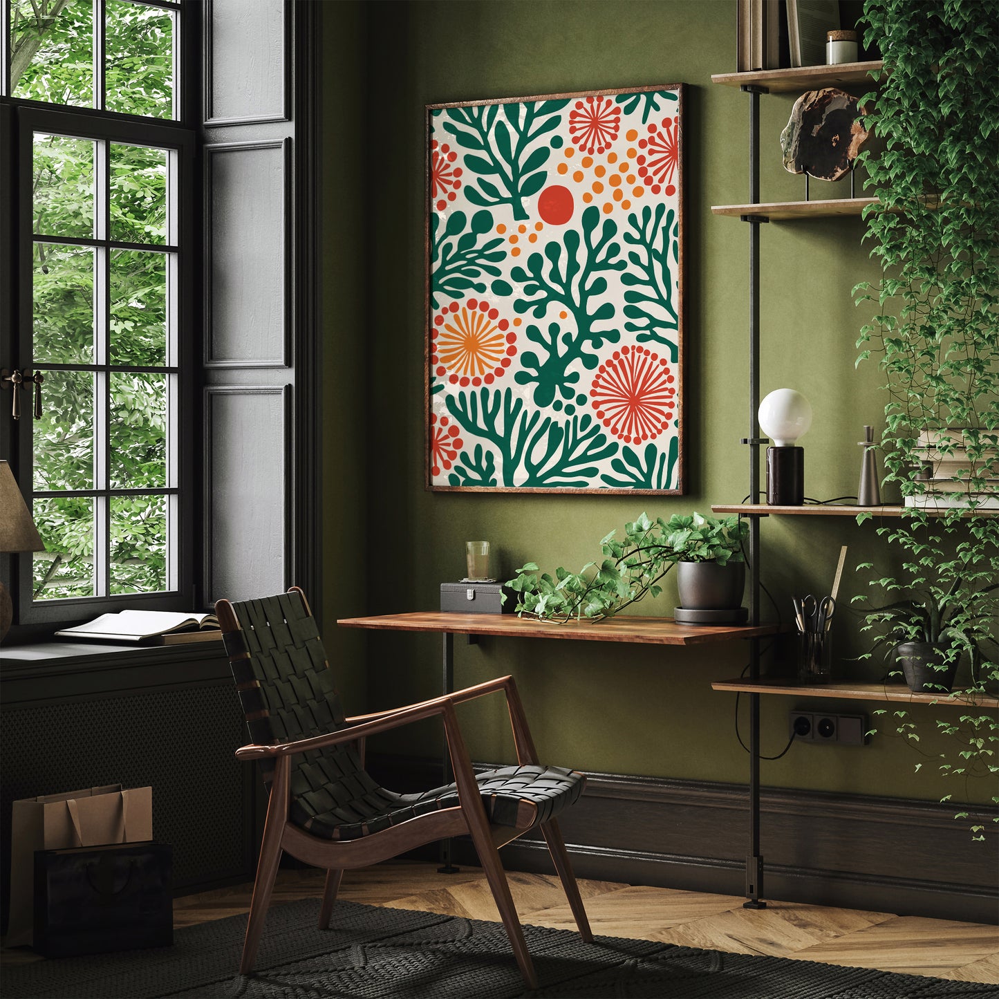 Green Abstract Botanical Art Print