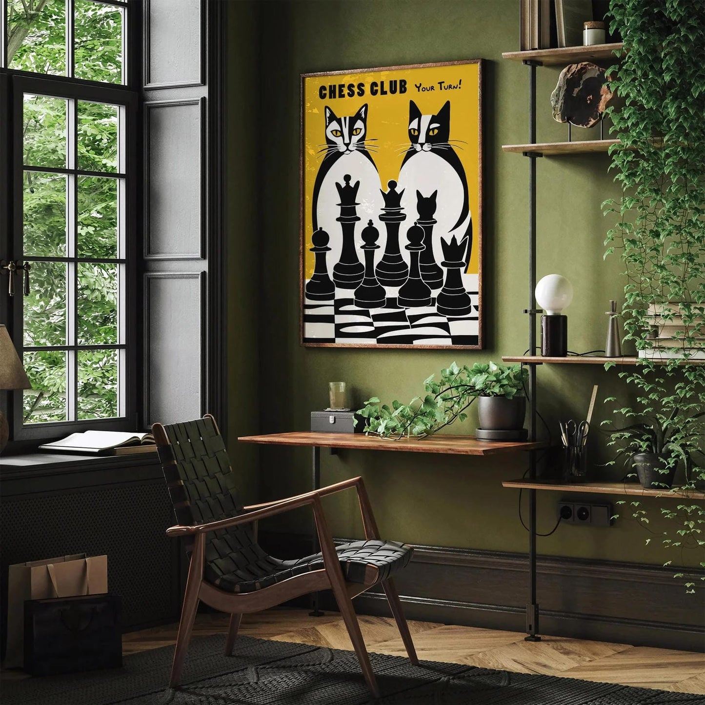 Chess Club Poster - Funny Cats Game Print