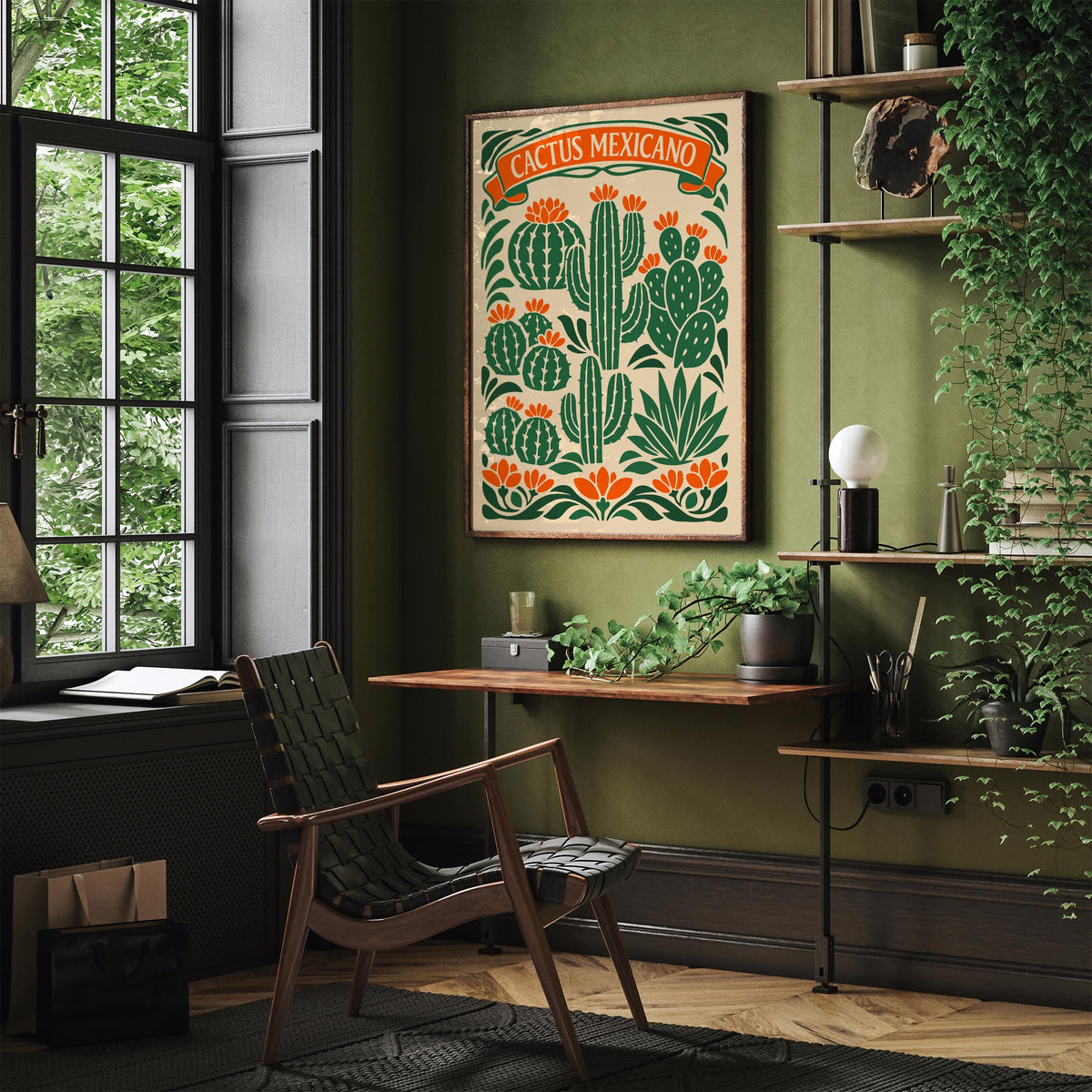 Mexican Cactus Floral Poster