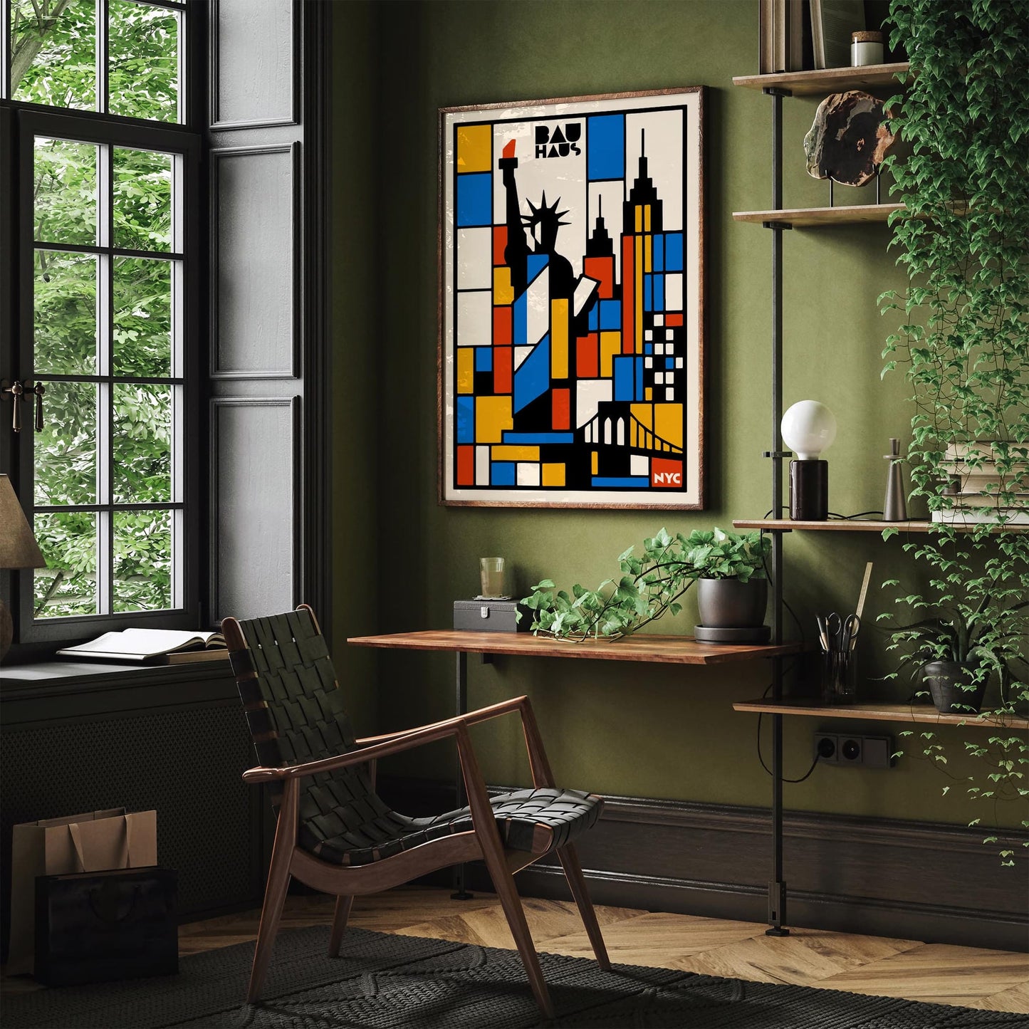 Bauhaus NYC Exhibition Poster - Retro Geometric Art Print