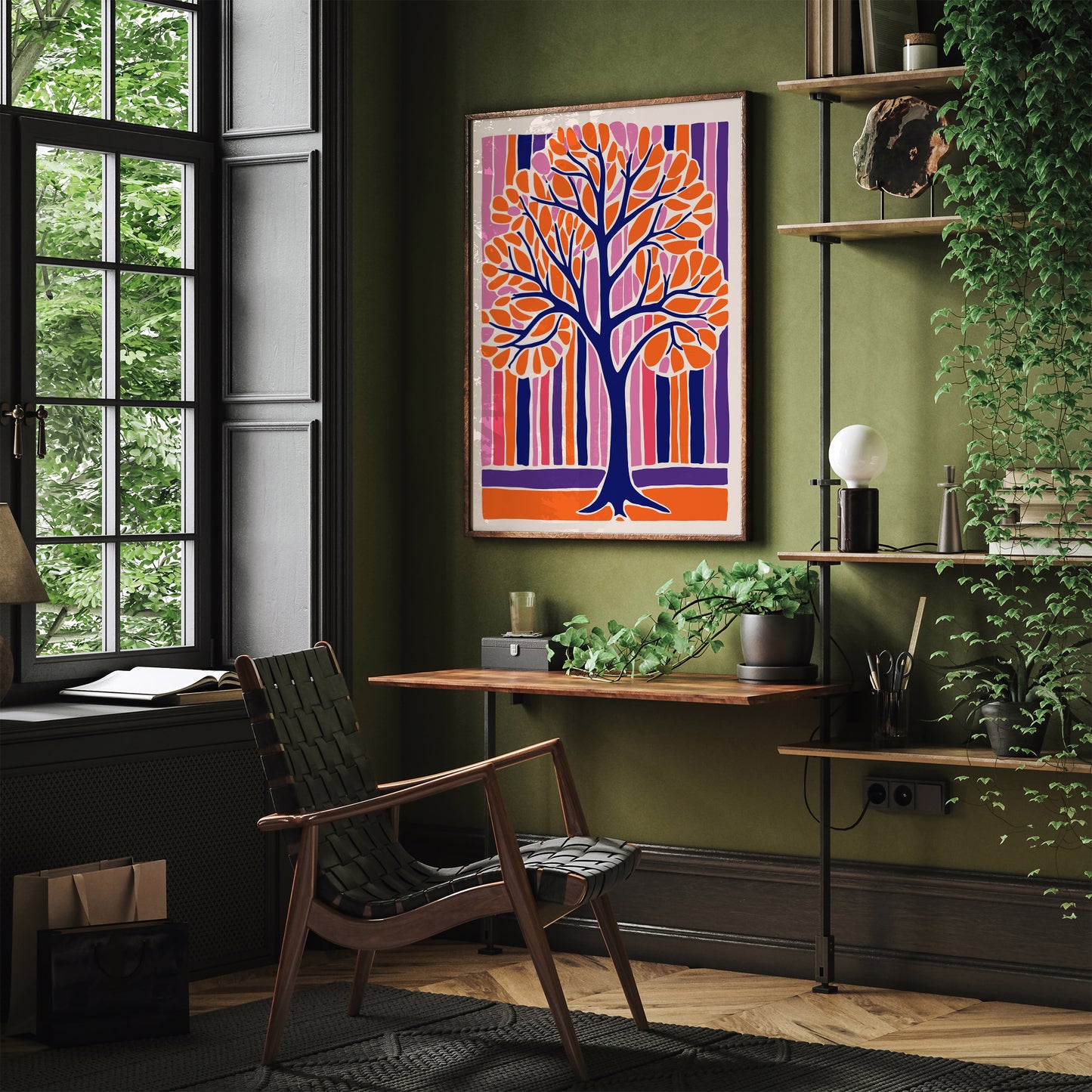Purple Orange Cutout Tree Print