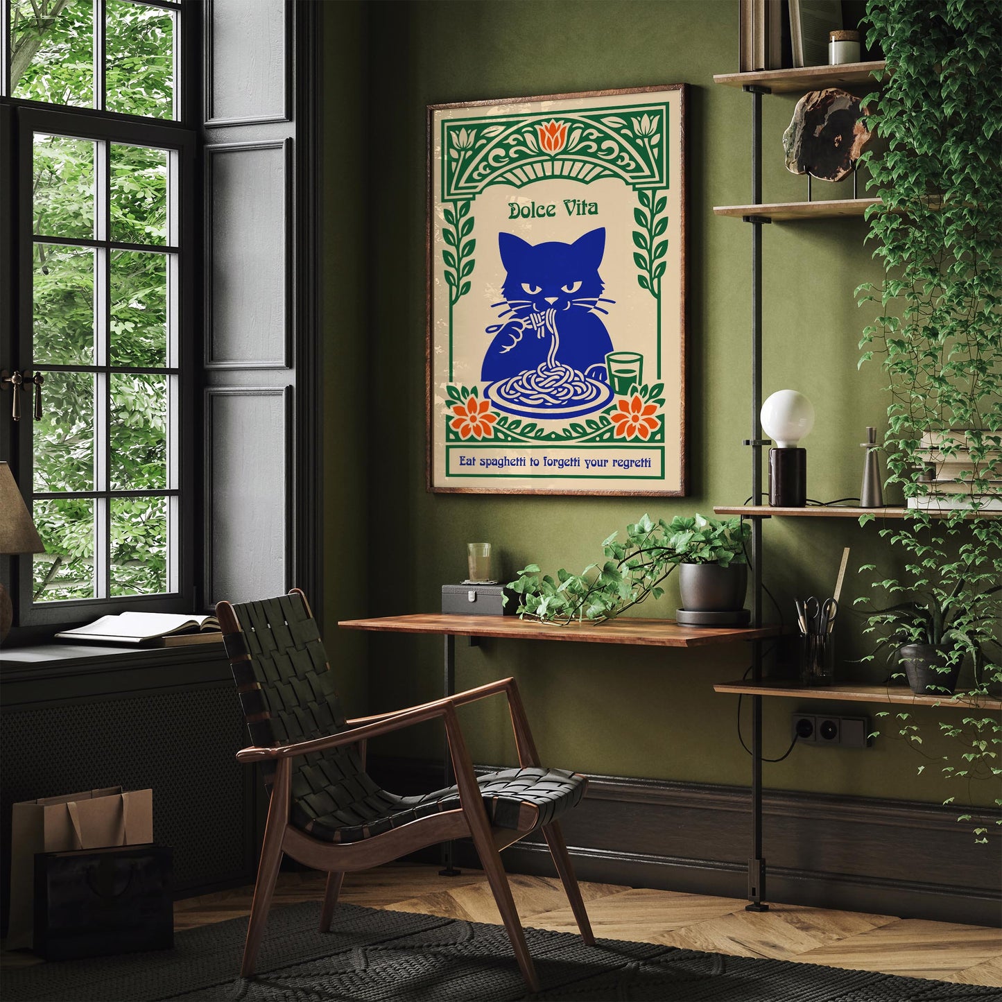 Eat Spaghetti Poster – Funny Kitchen Wall Art