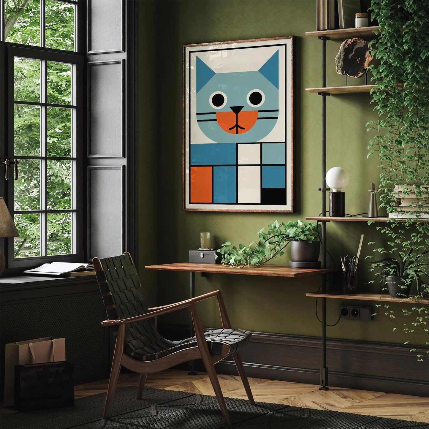 Bauhaus Style Cat Wall Art – Modern Home Decor