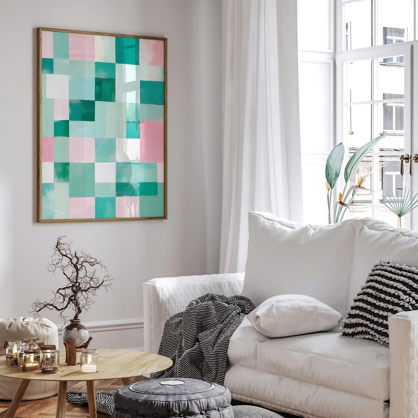 Pastel Dreams - Abstract Checkered Art Print