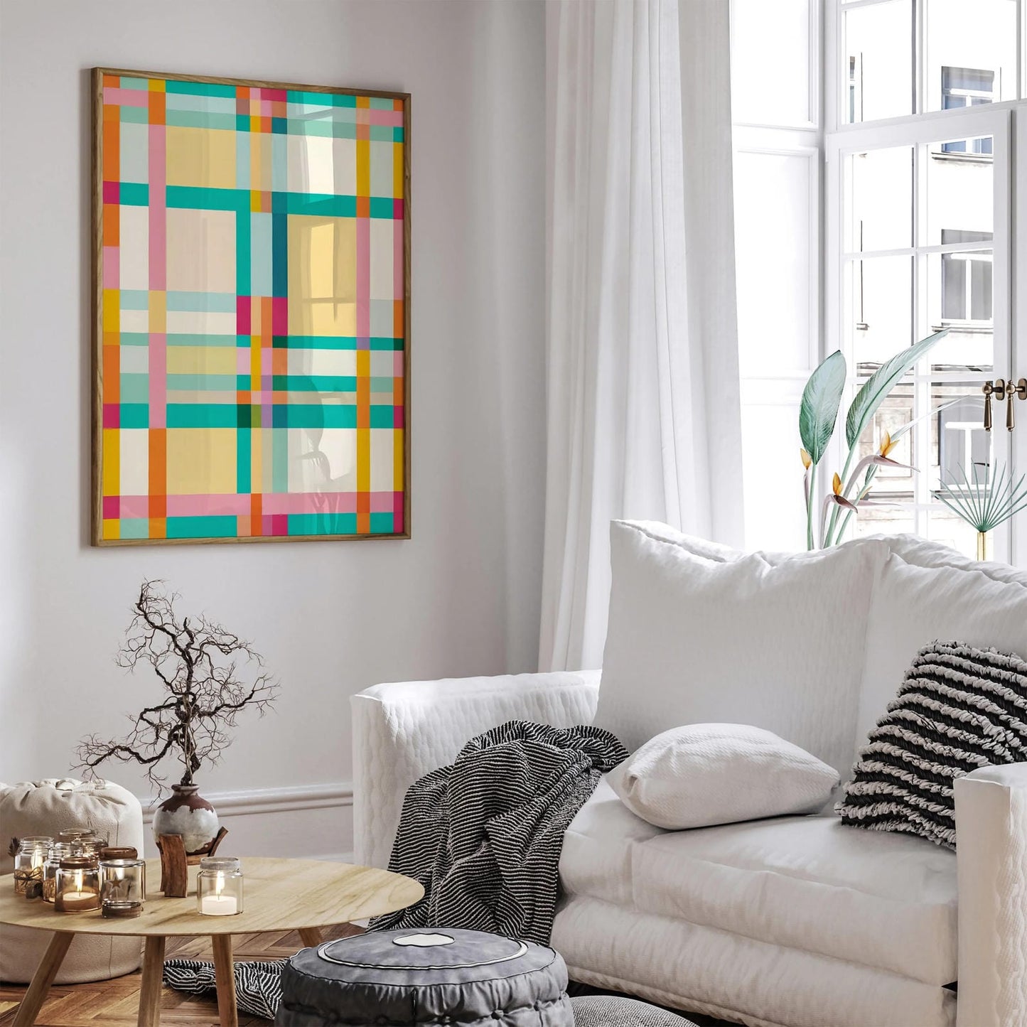 Vibrant Plaid Pattern Art Print
