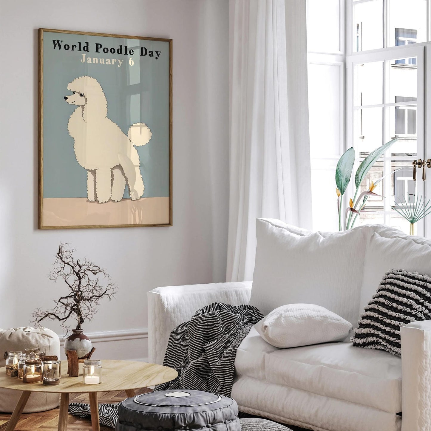 World Poodle Day Pastel Neutral Wall Art
