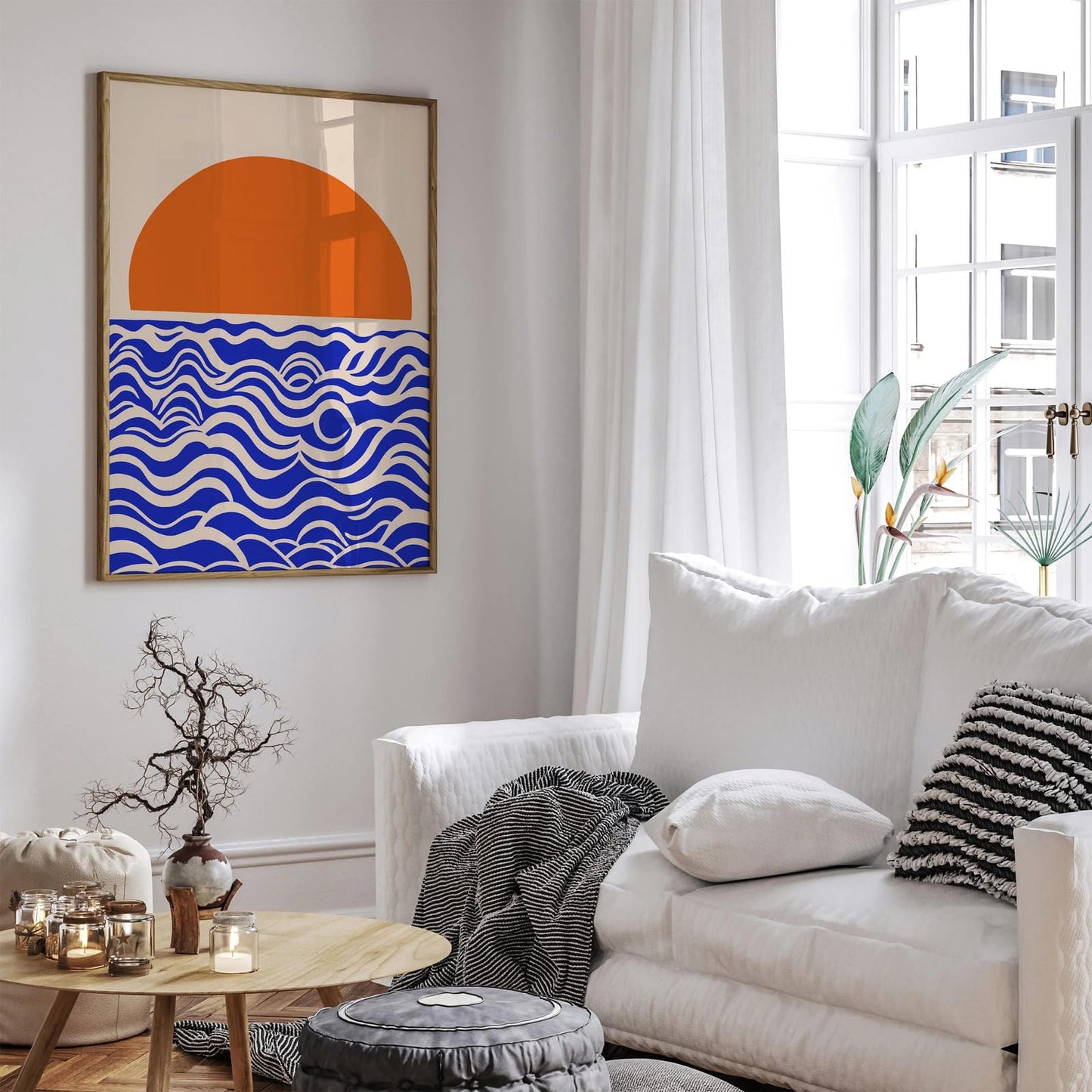 Mid Century Sun Waves Art Print 2024
