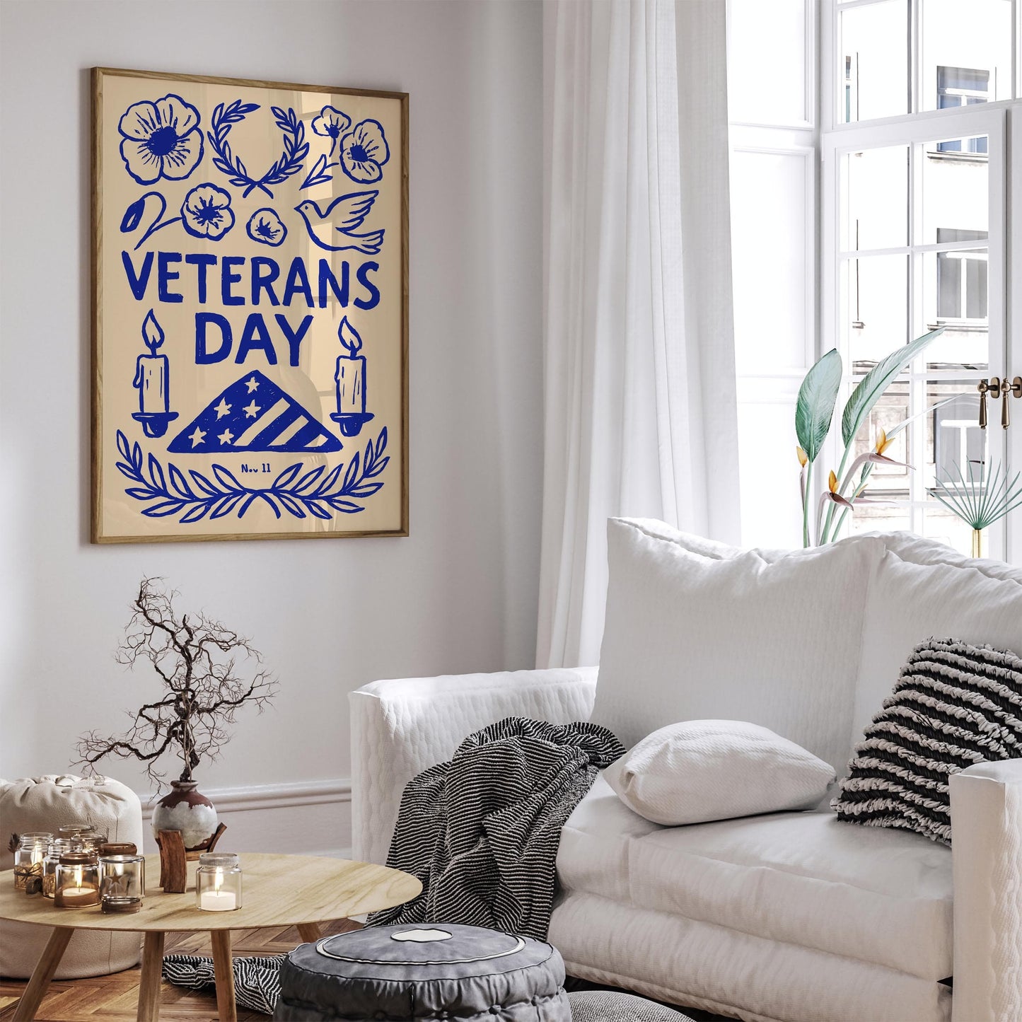 Veterans Day November 11 Blue Poster