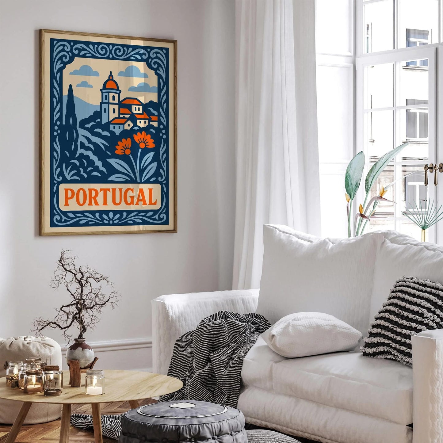 Blue Portugal Cityscape Art Print