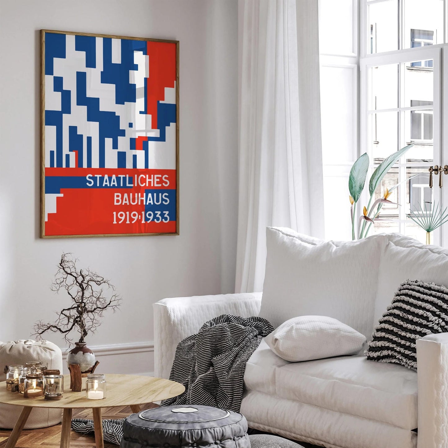 Staatliches Bauhaus Red Blue Poster