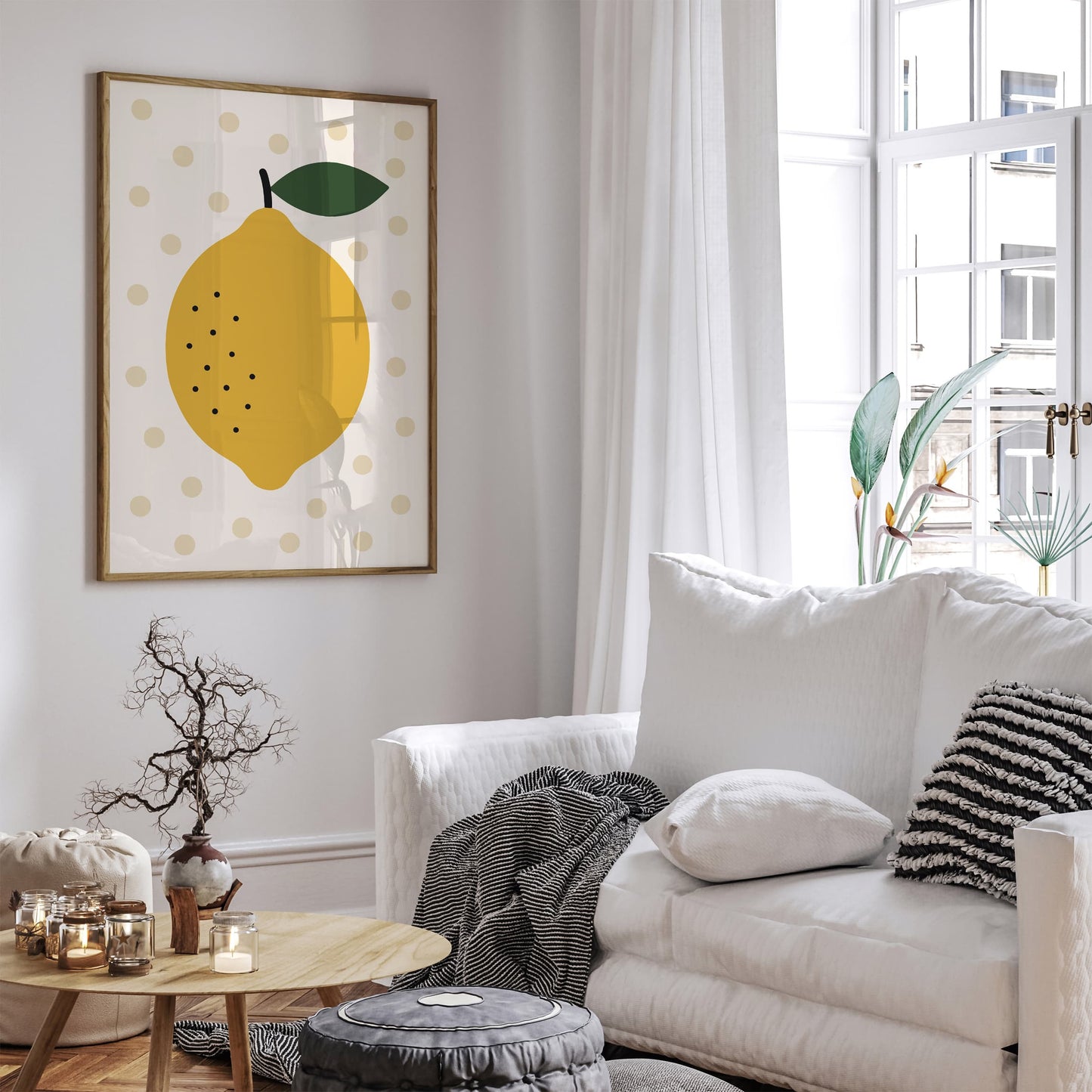 Big Lemon Scandinavian Minimalist Kitchen Wall Art Print