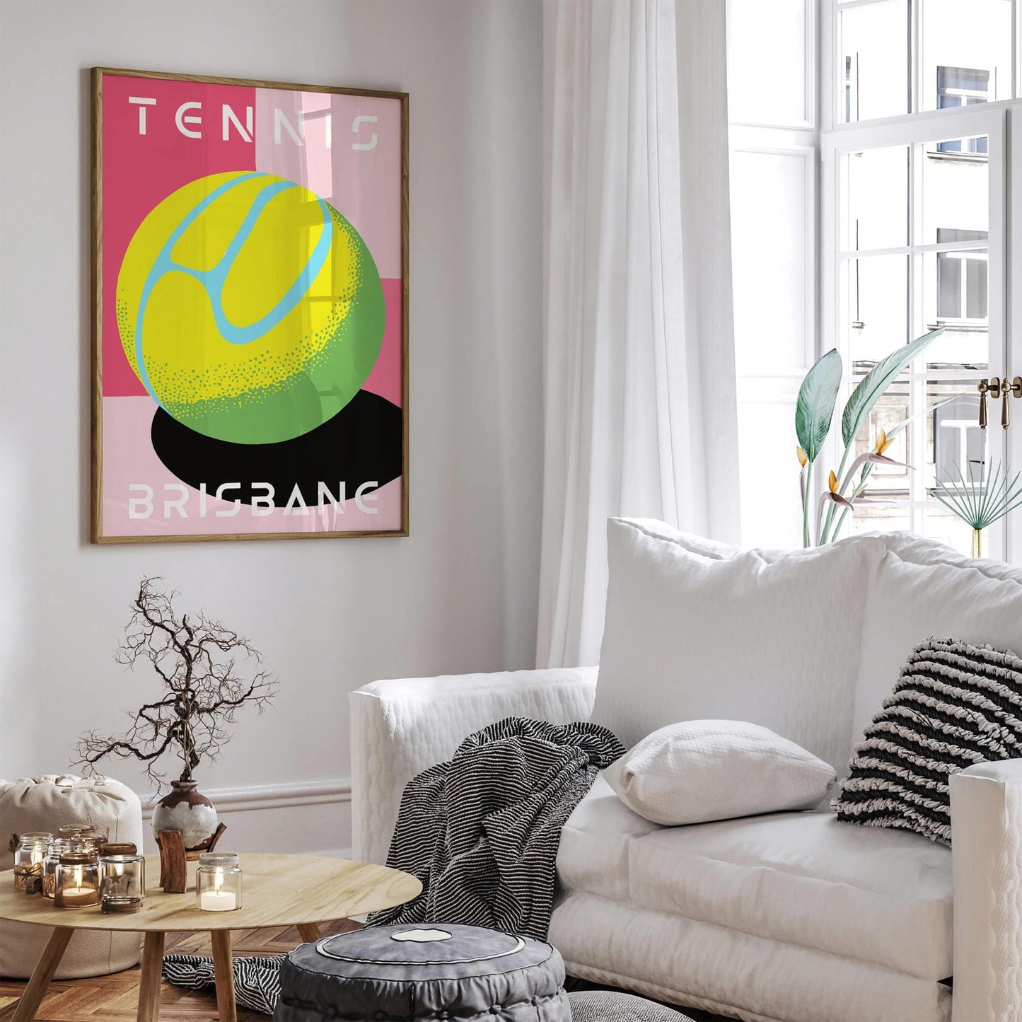 Brisbane Tennis Game Pink Sport Art Print
