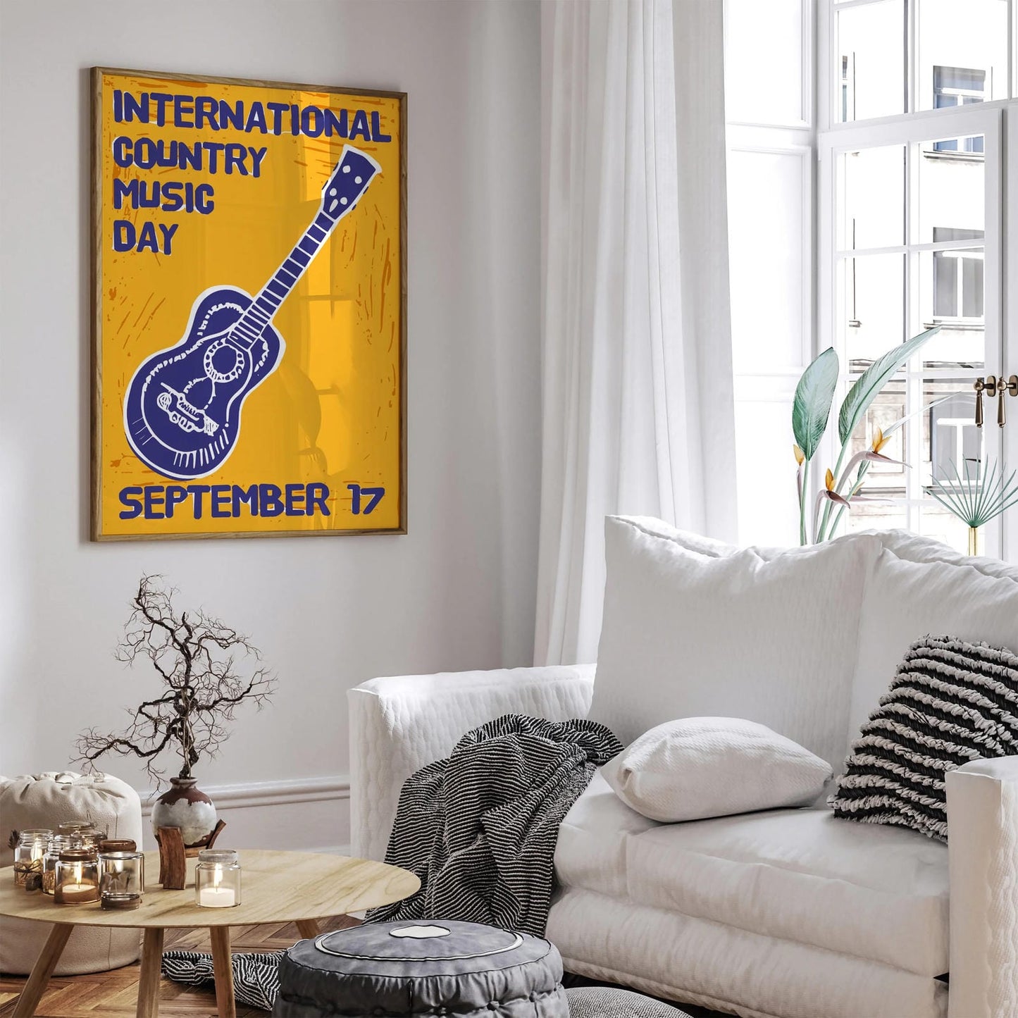 Country Music Festival Guitar Yellow Art Print