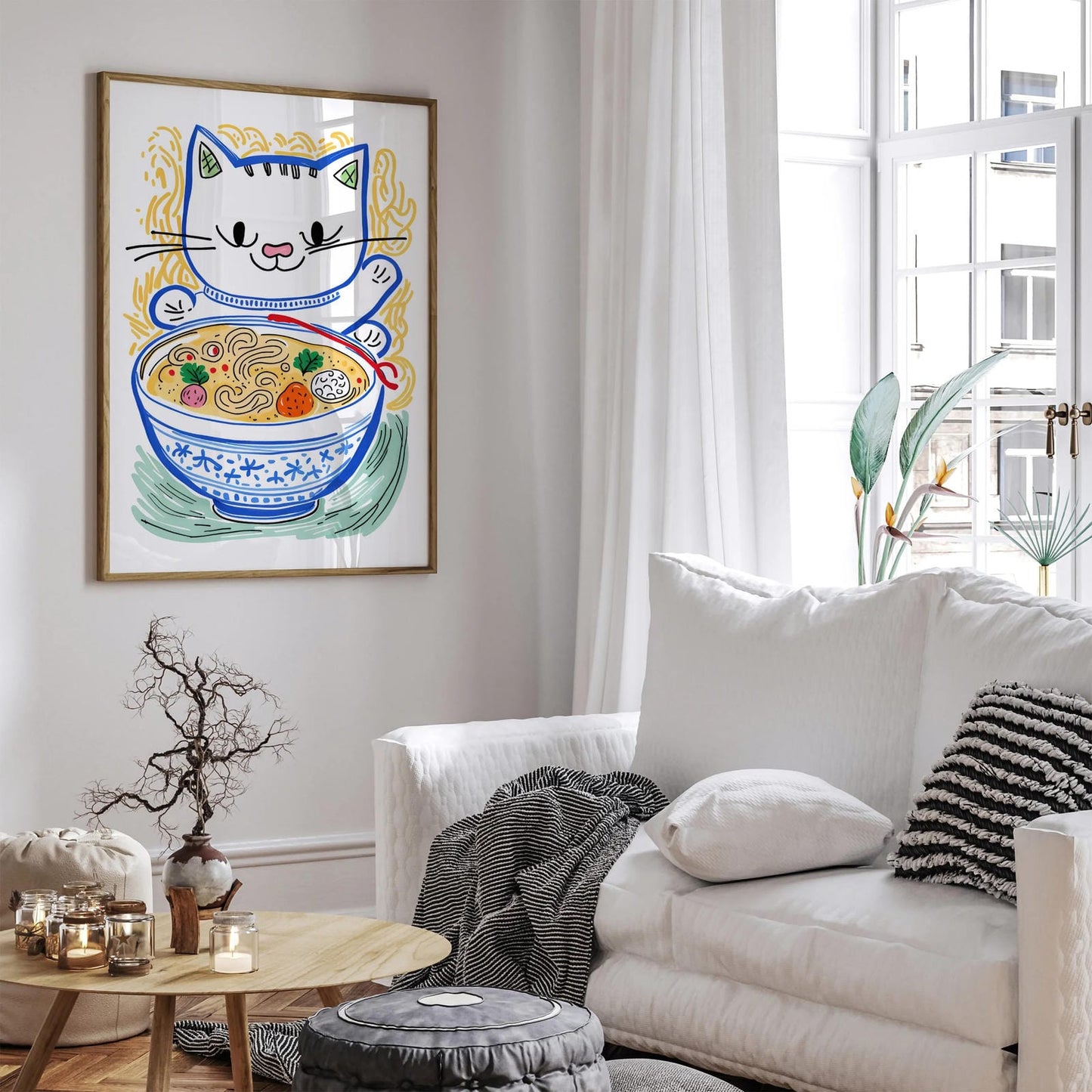 Cute Japanese Ramen Cat Poster