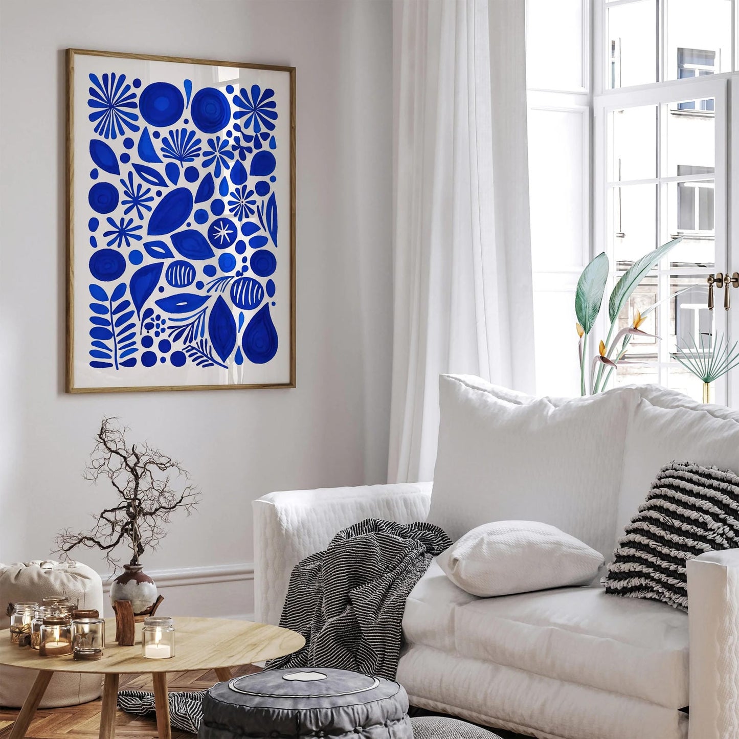 Aesthetic Blue Indigo Abstract Art Print