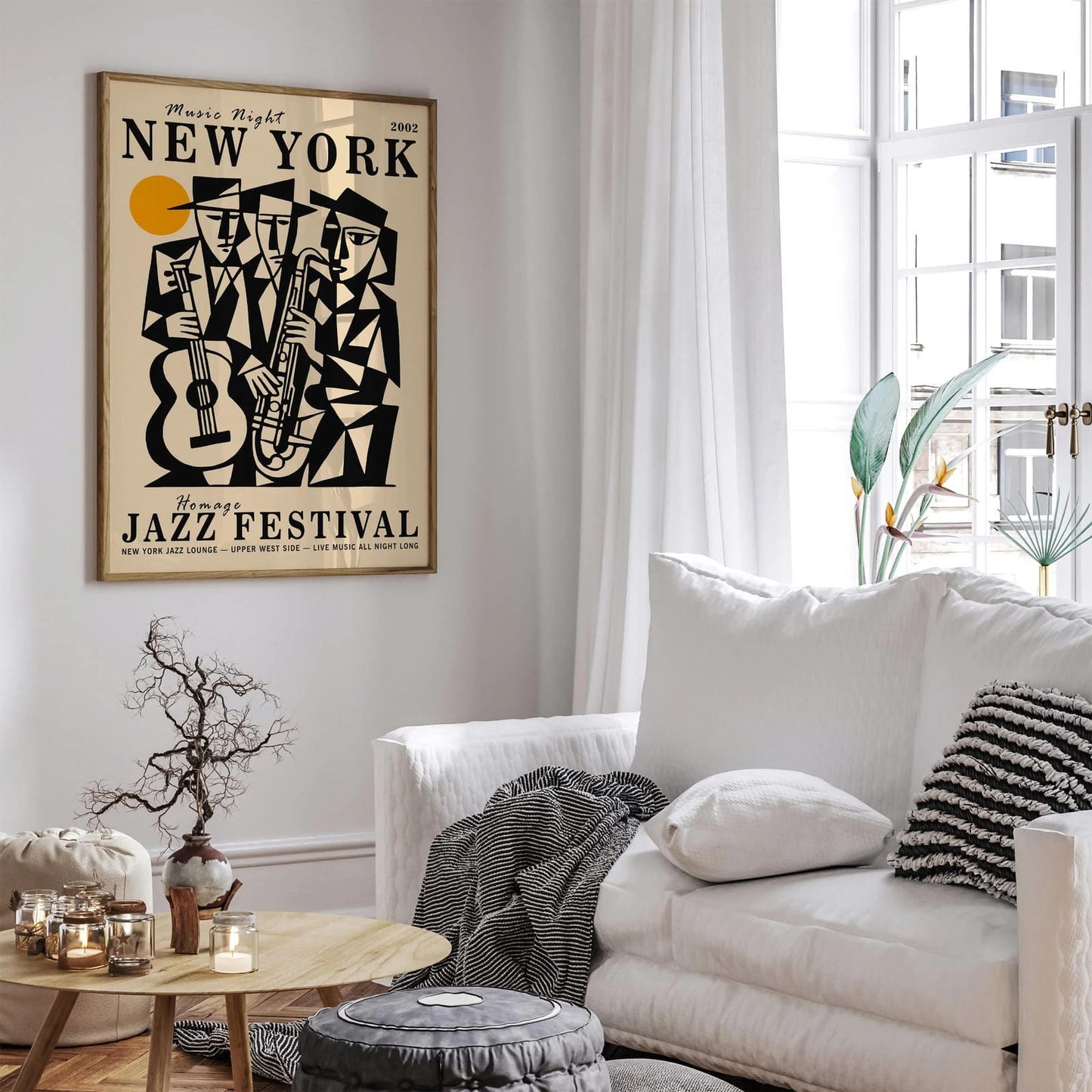 Jazz Night New York City Cubist Poster Art Print