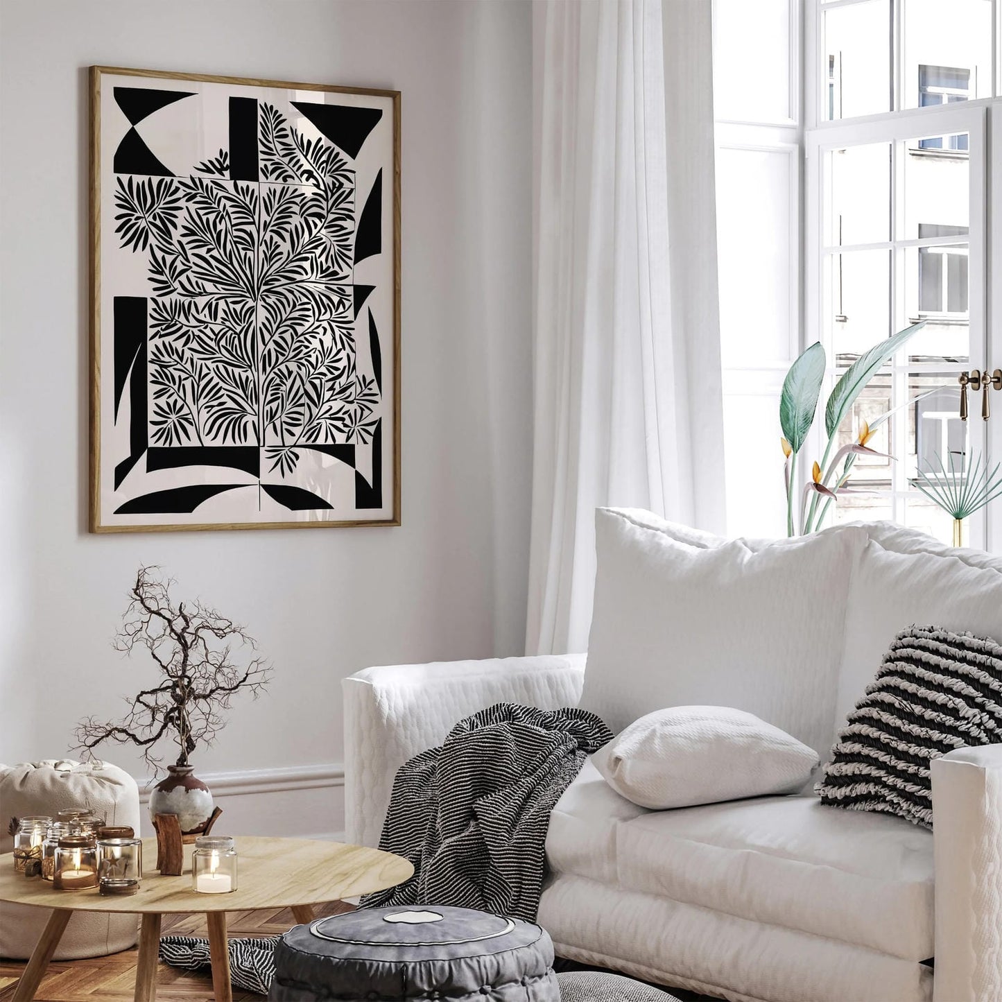 Black and White Abstract Scandinavian Art Print