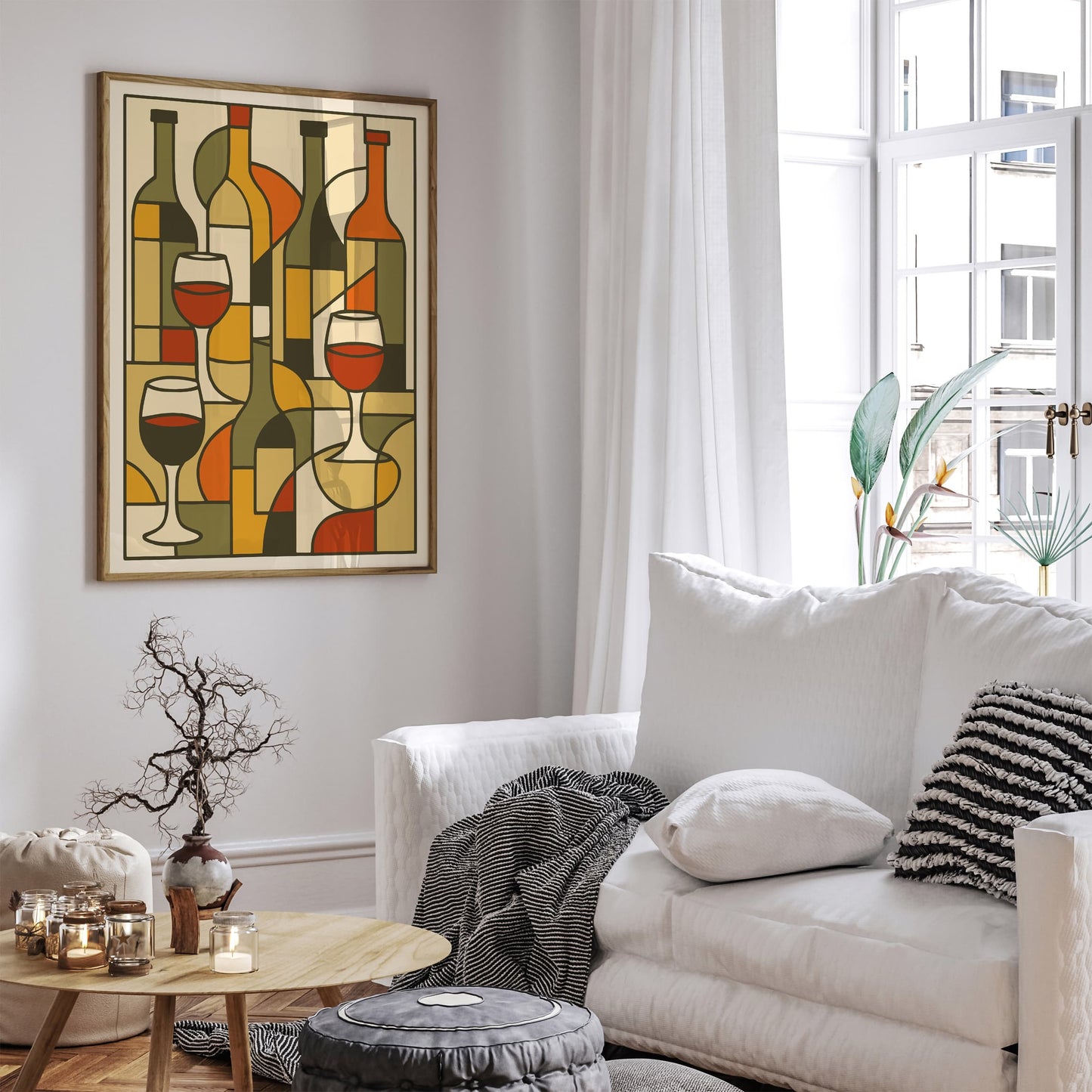 Cubist Wine Glasses Print - Modern Art Poster
