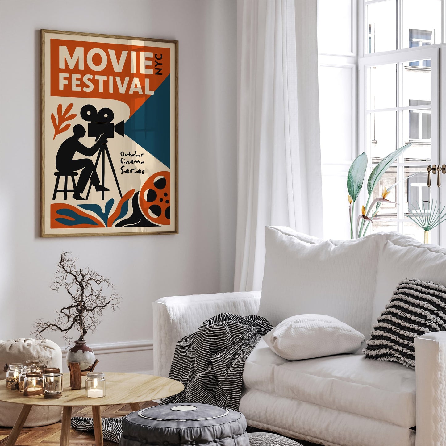 Outdoor Movie Festival NYC Retro Poster