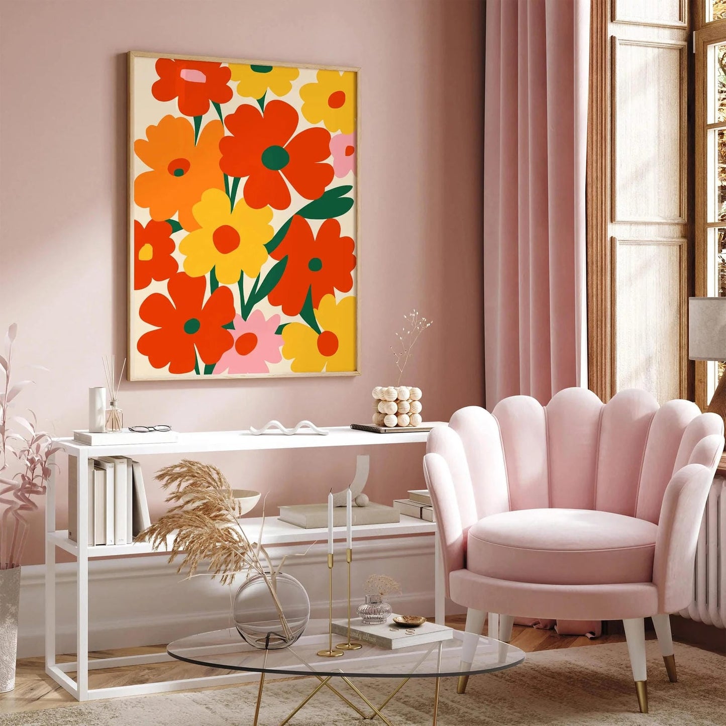 Retro Colorful Vibrant Flowers Poster
