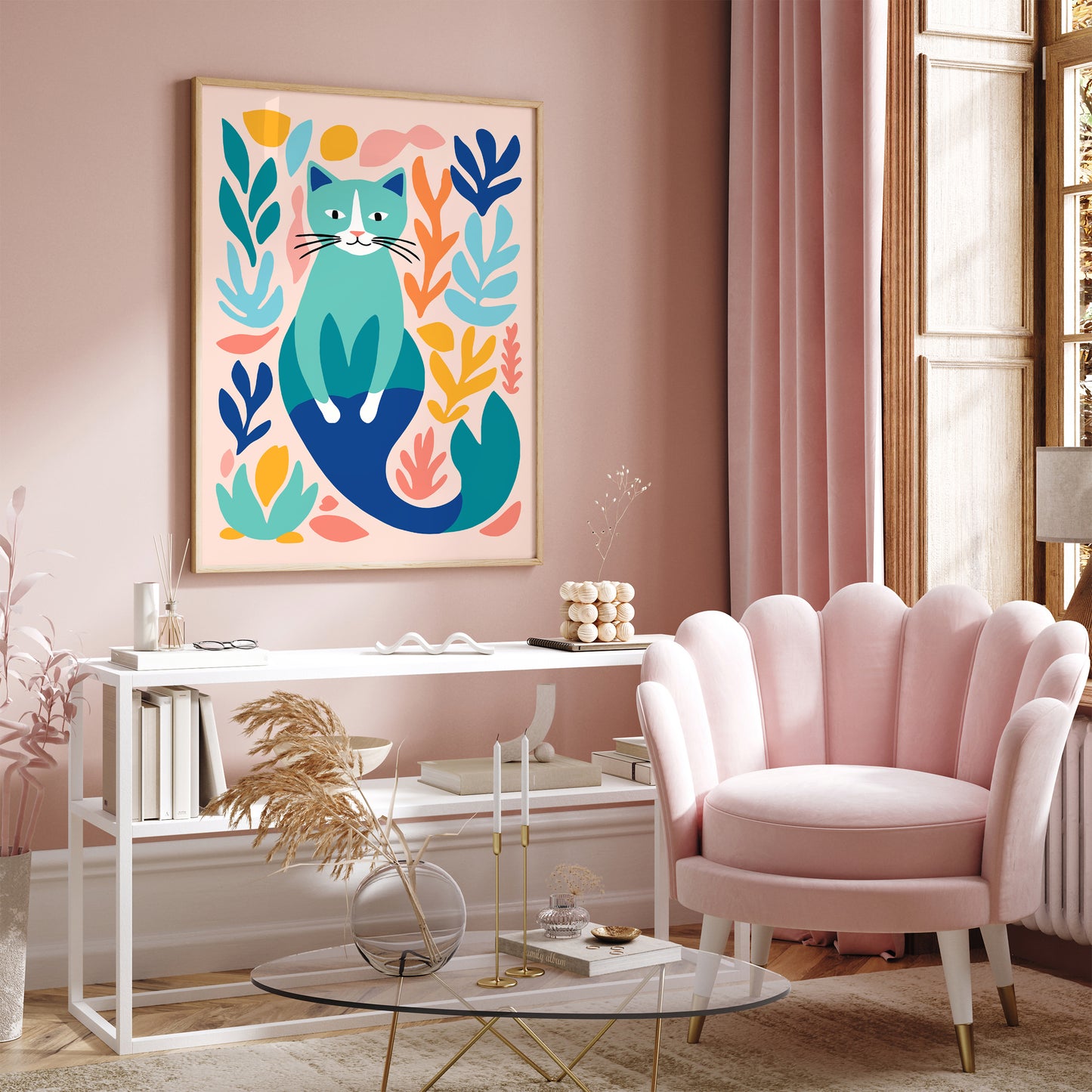 Kids Room Decor Cat Art Print