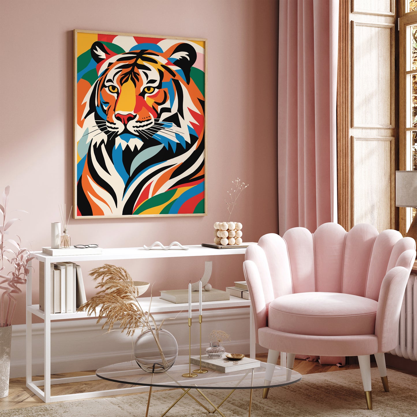 Colorful Tiger Kids Room Decor Art Print