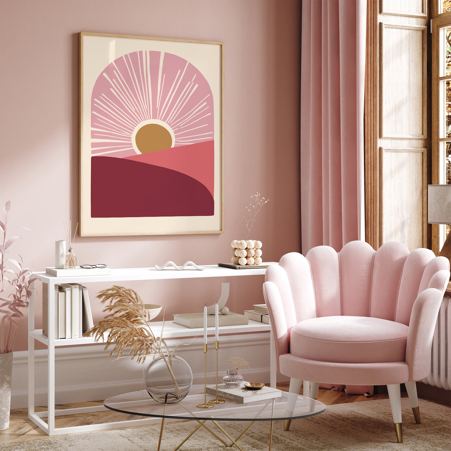 Modern Sunset Burgundy Pink Tones Poster