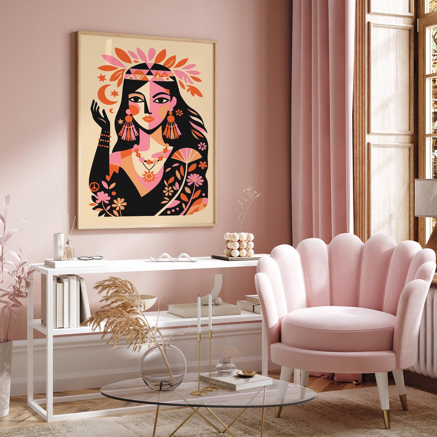 Boho Chic Indian Woman Wall Art Print