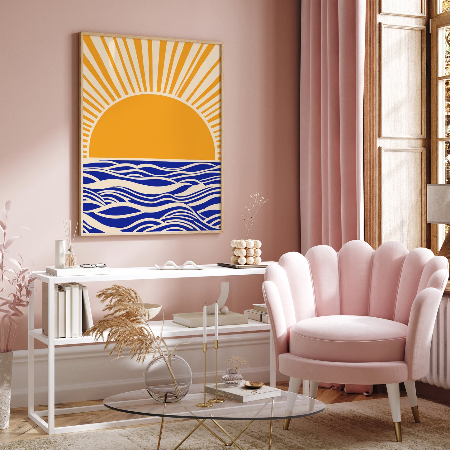 Mid Century Modern Sunset Bedroom Wall Art