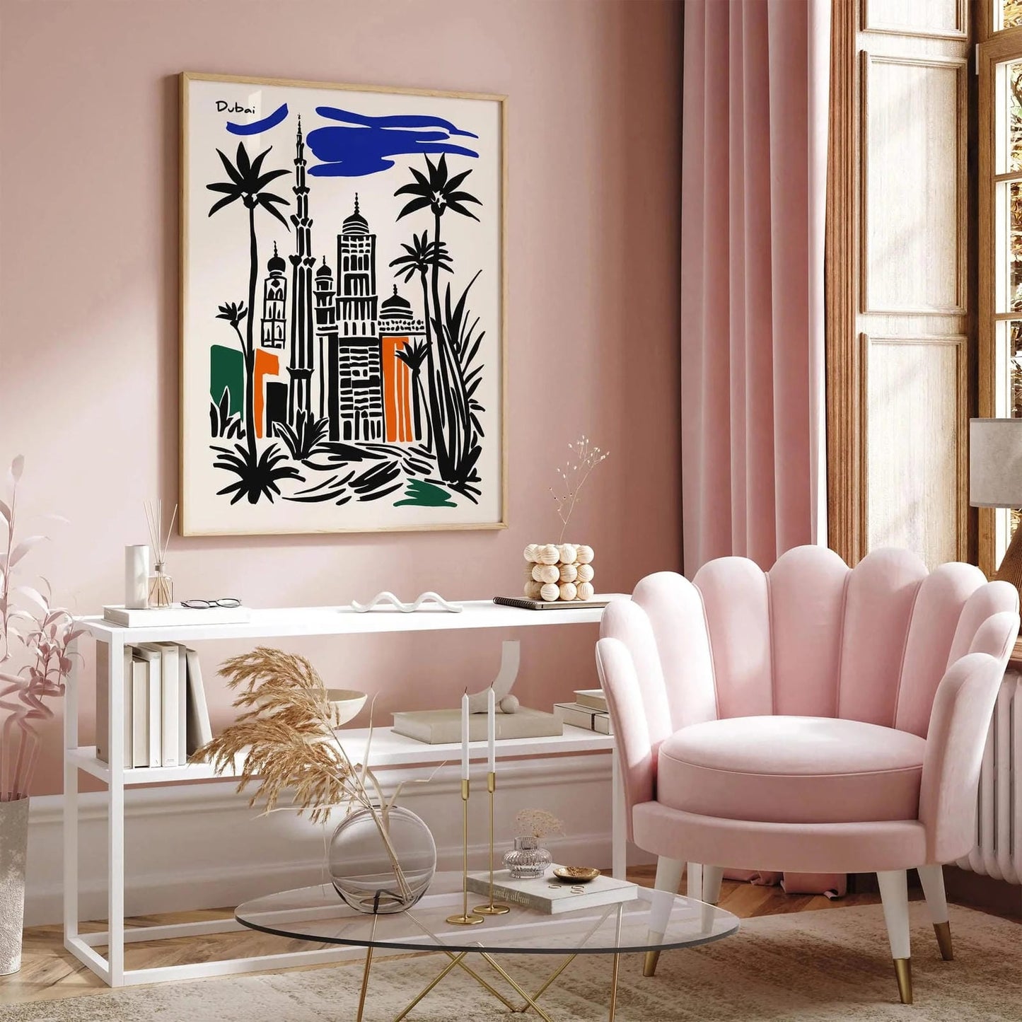Dubai Modern Travel Black Ink Style Poster