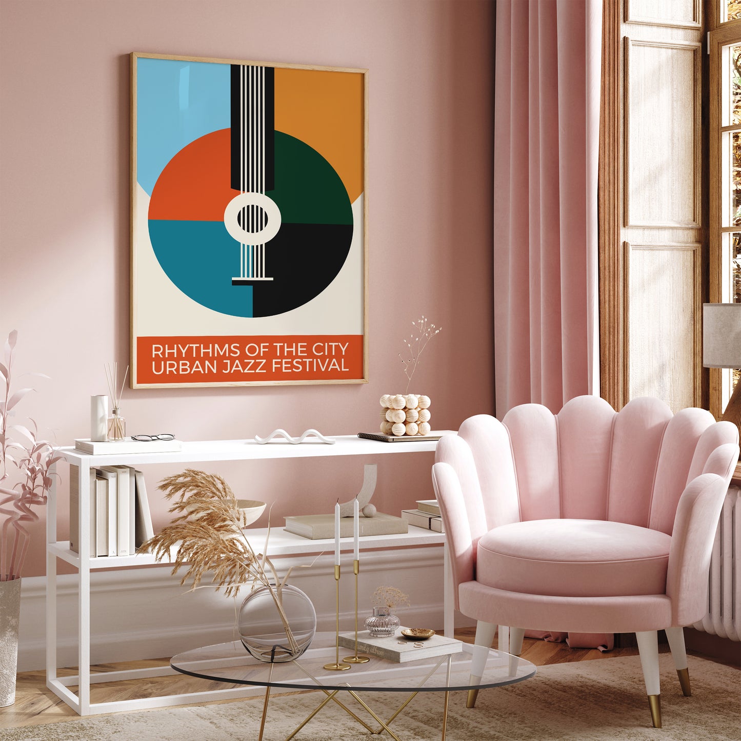 Retro Urban Jazz Music Festival Print