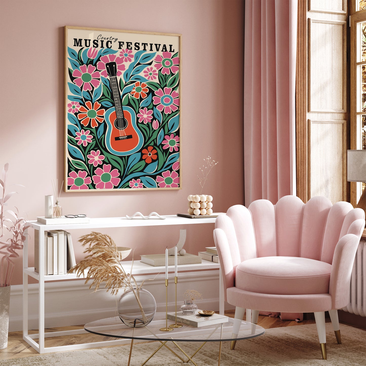 Floral Country Music Fan Wall Art