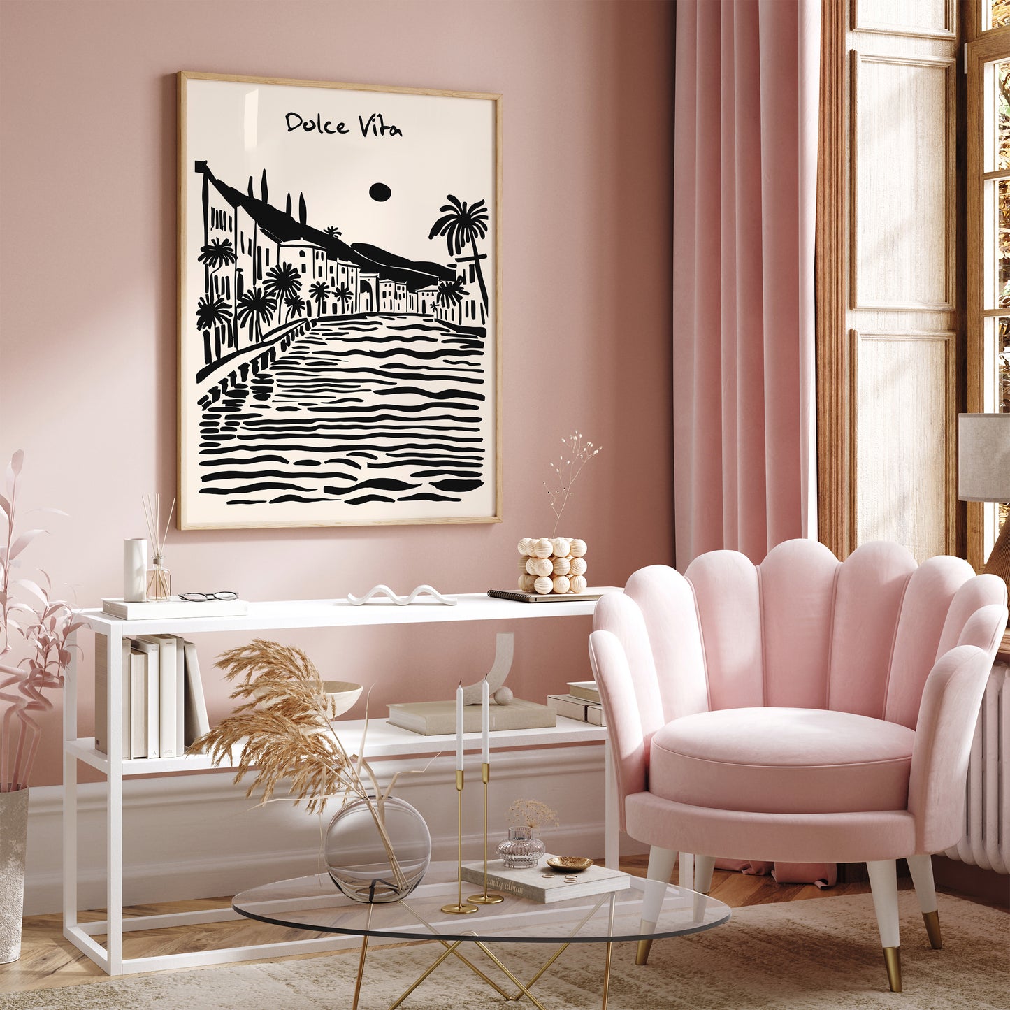 Dolce Vita Black Ink Summer Art Print