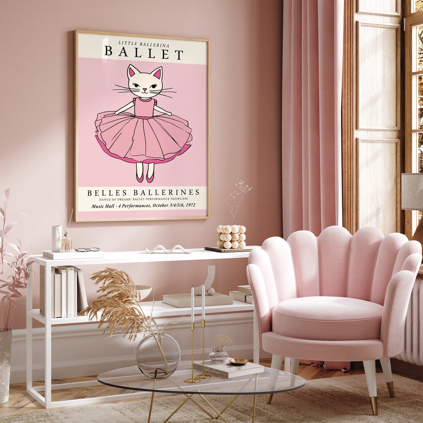 Little Ballerina Pink Cat Poster