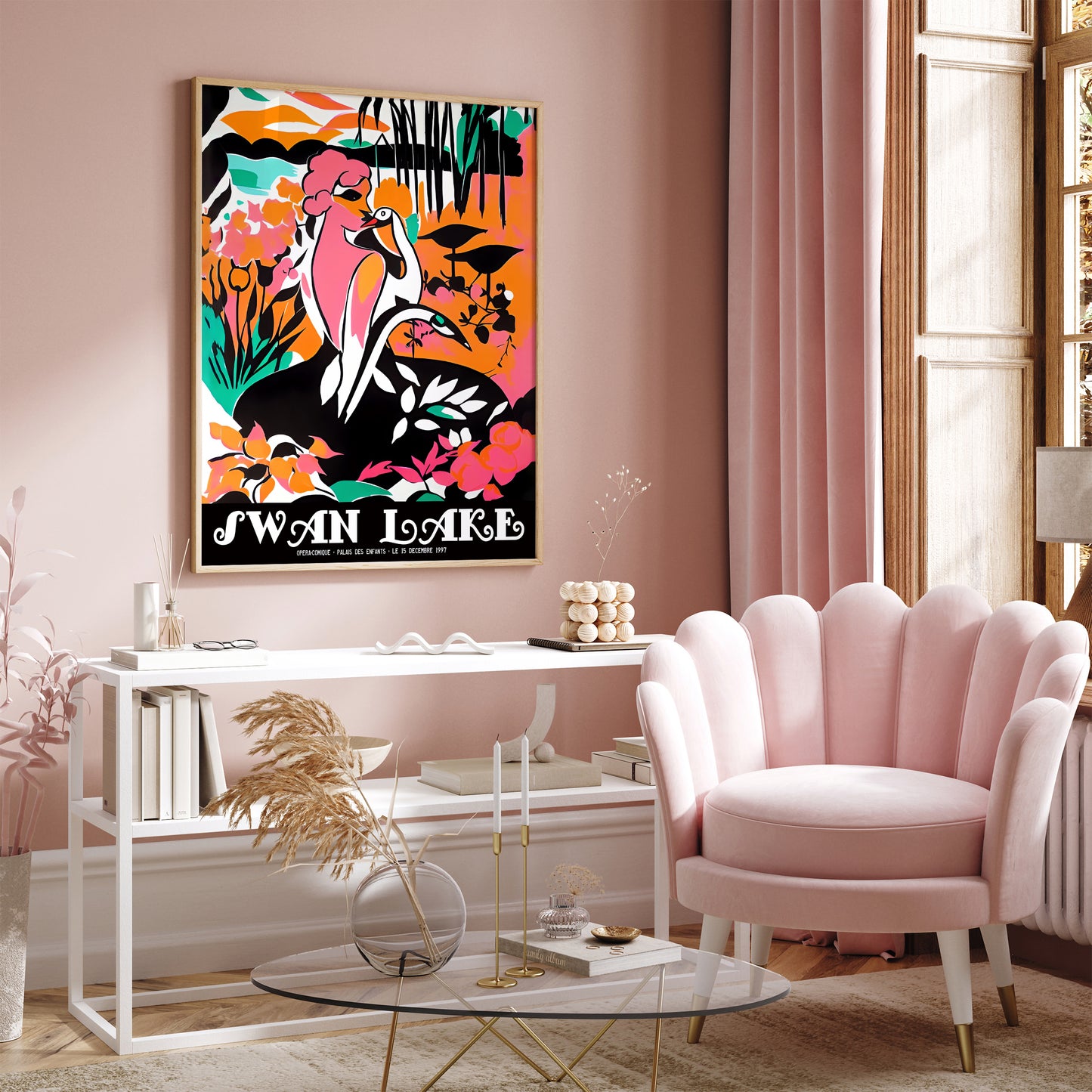 Swan Lake Ballet Retro Poster