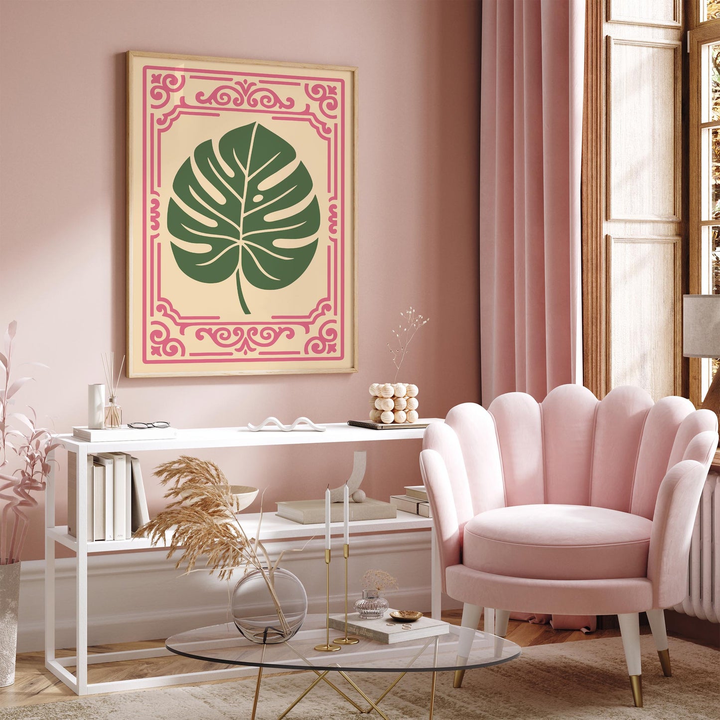 Rococo Revival Green Monstera Leaf Poster