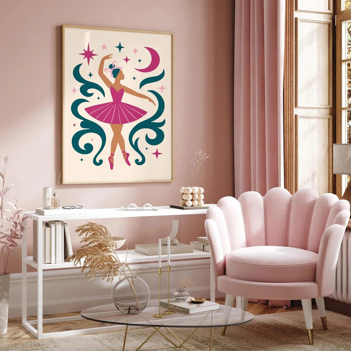Cute Ballerina Art Print for Nursery Wall Decoration