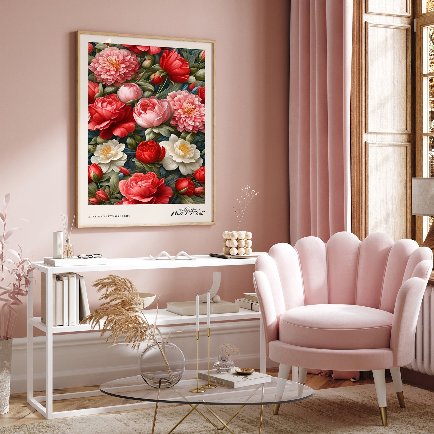 Romantic Red Flowers W. Morris Poster