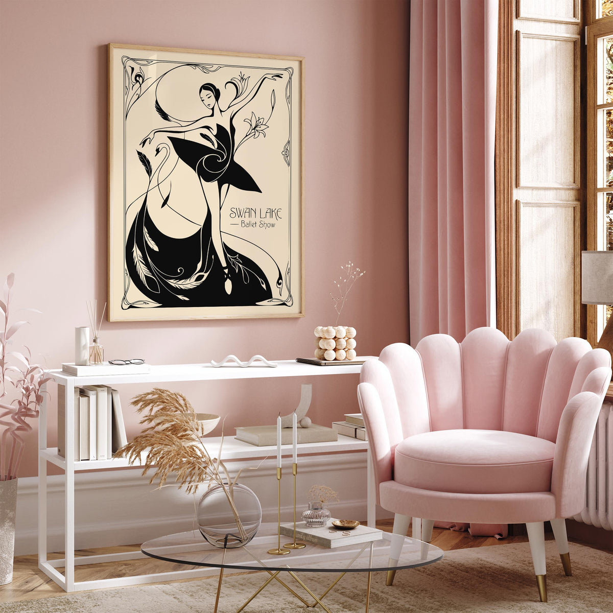 Swan Lake Ballet Art Nouveau Poster