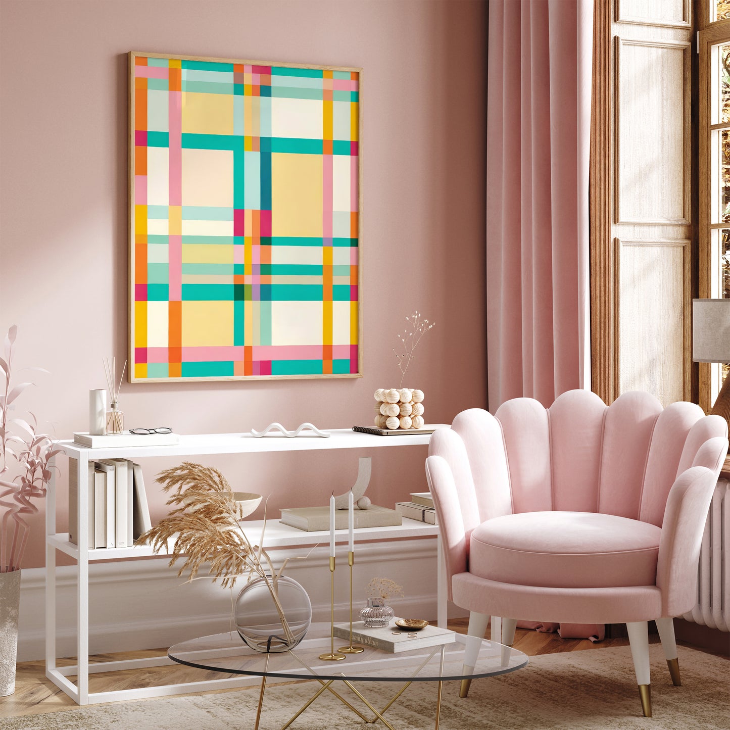 Vibrant Plaid Pattern Art Print