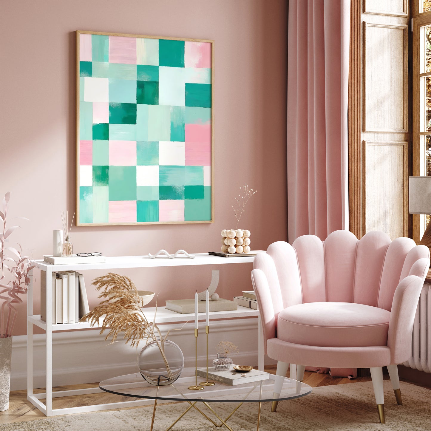 Pastel Dreams - Abstract Checkered Art Print