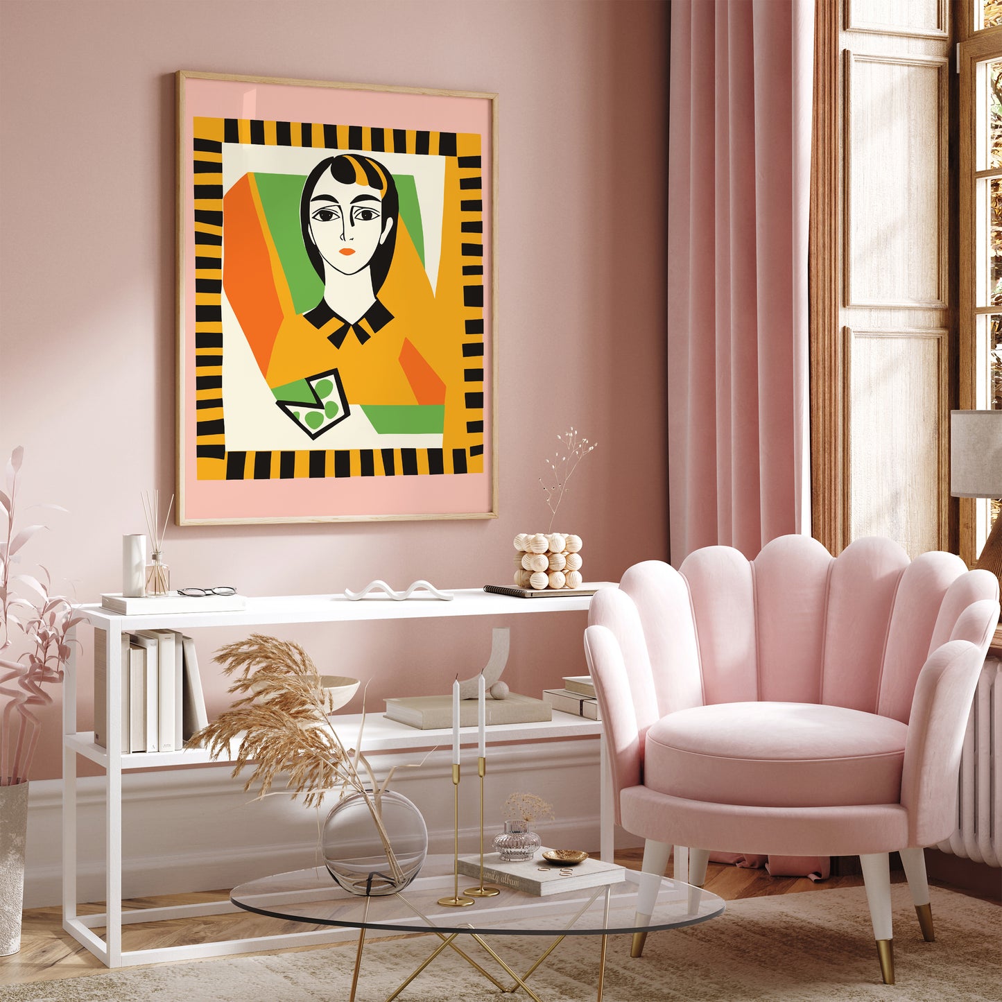 Cute Girl Retro Portrait Wall Art