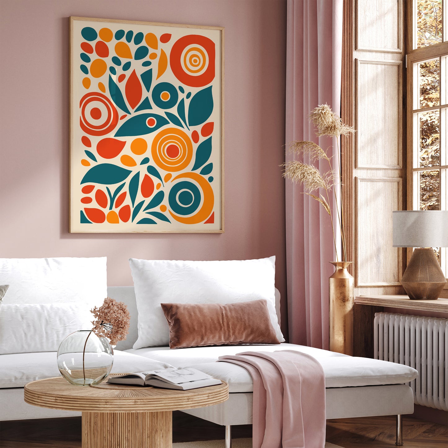 Retro Organic Shapes Abstract Art Print