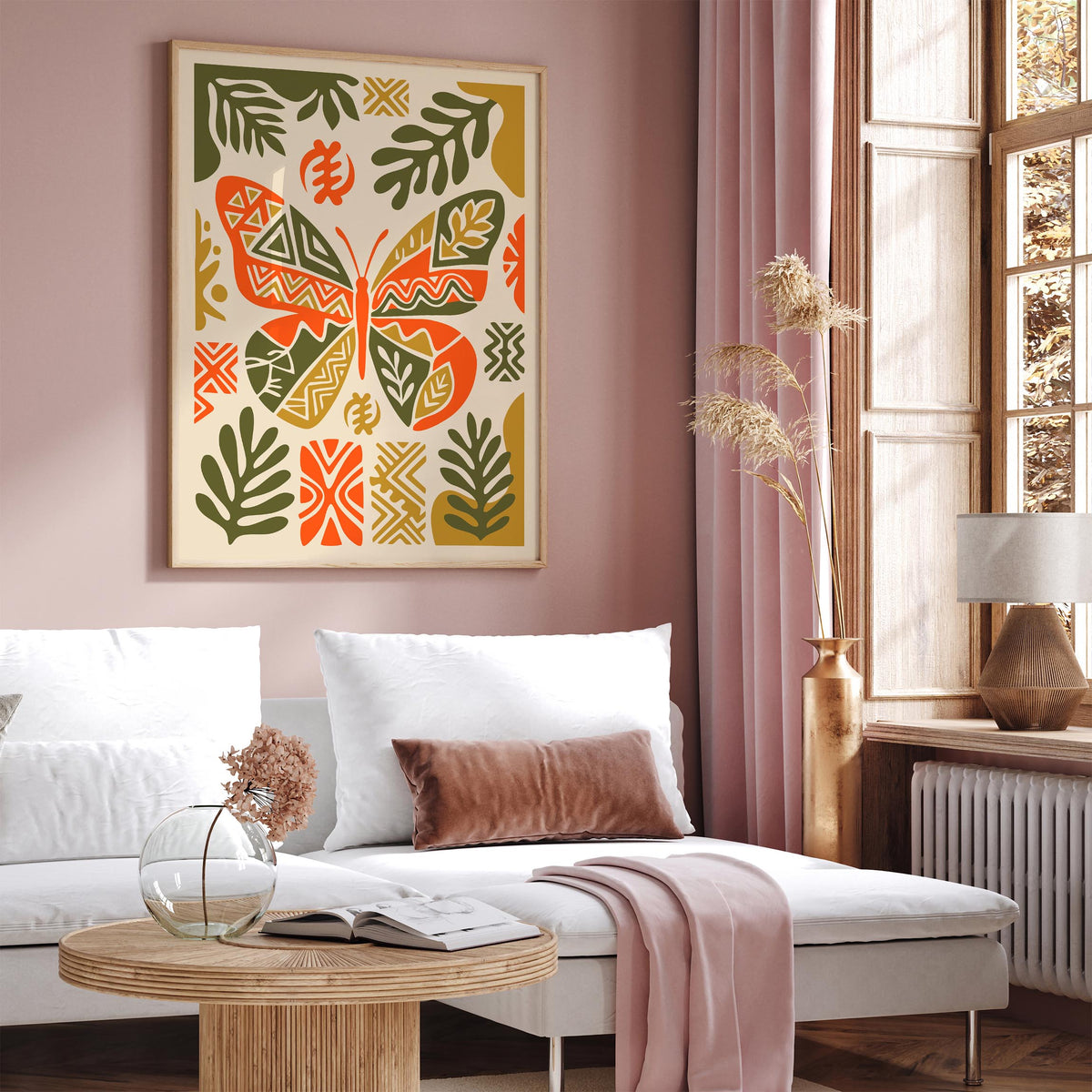 Boho Ethnic Butterfly Art Poster