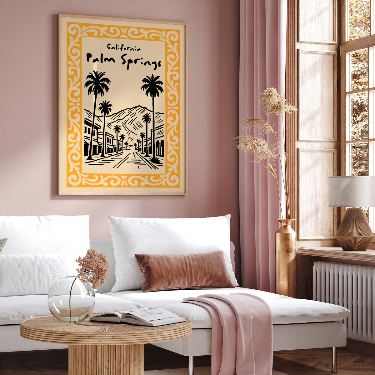 Palm Springs California Cityscape Travel Poster