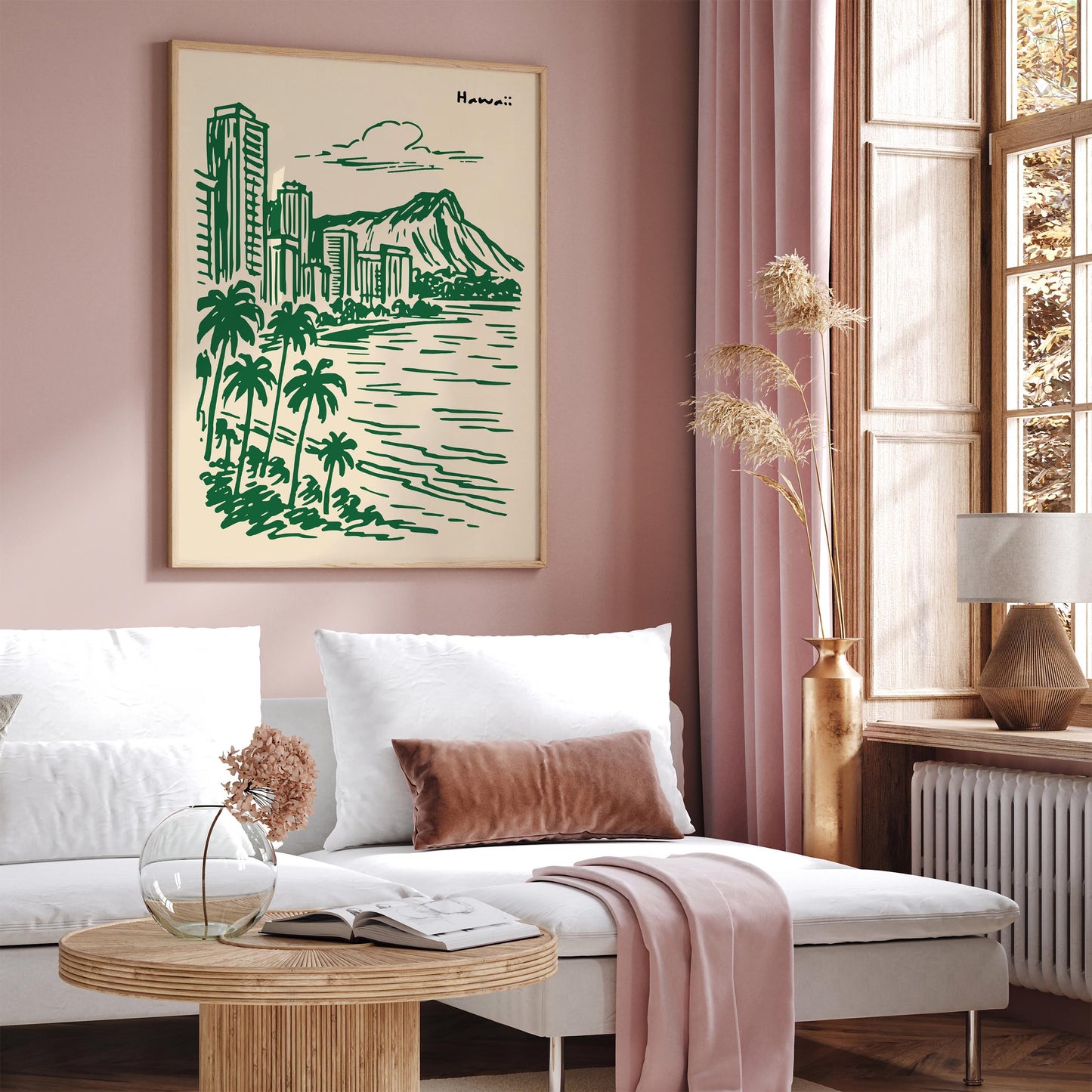 Hawaii Travel Poster - Handdrawn Style Wall Art