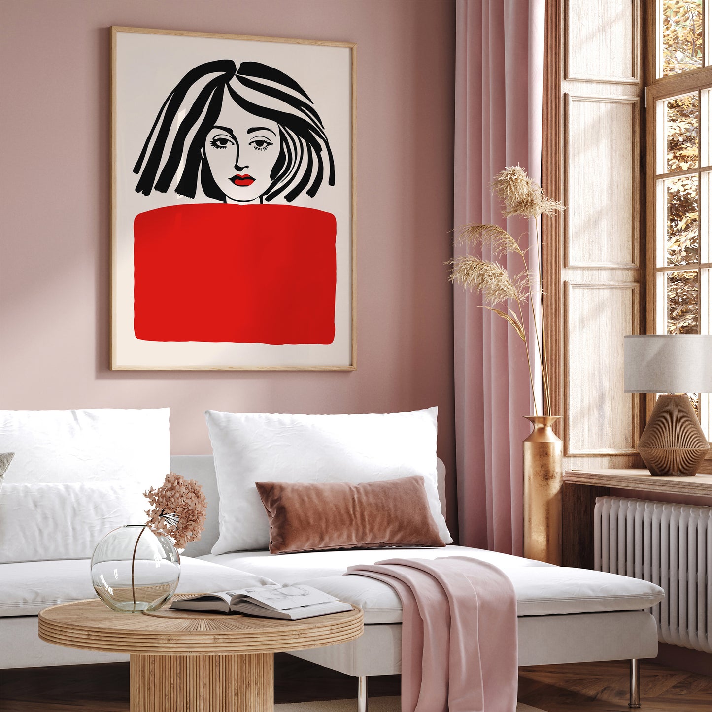 Red Lips Girl Portrait Poster