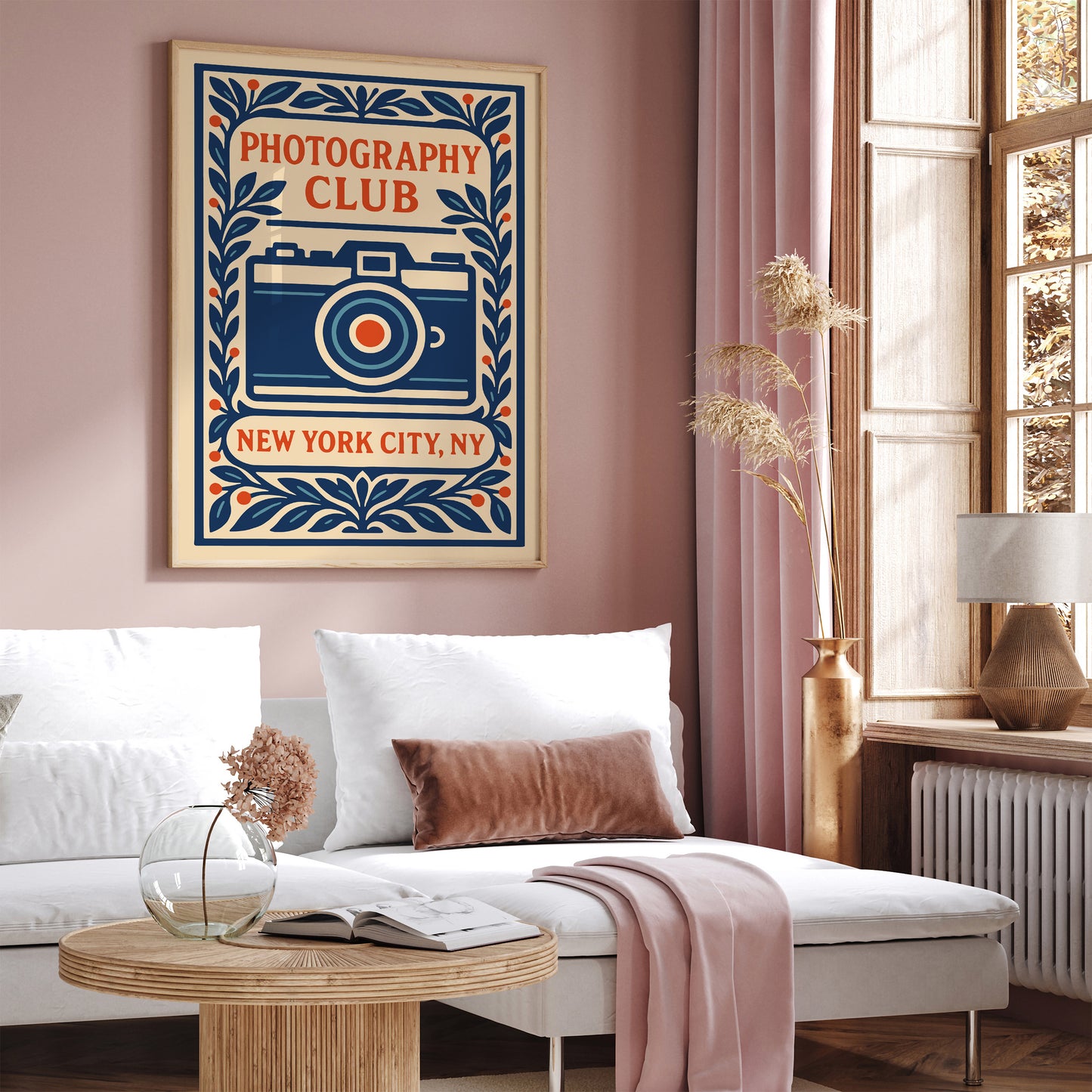 Photography Club NYC Poster – Blue Camera Floral Print