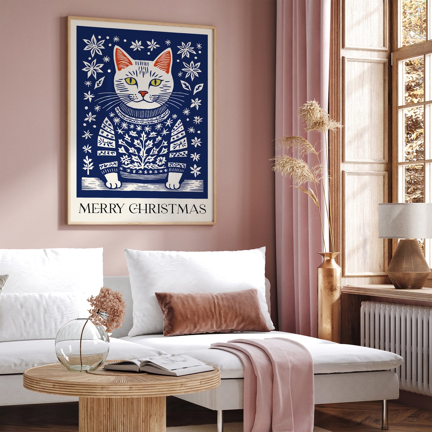 Cat in Christmas Sweater Poster